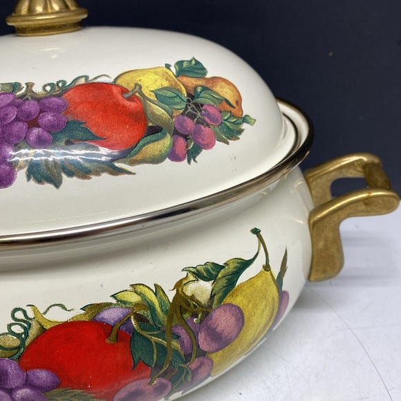 Fissler Asta Lincoware Casserole Dish Cornucopia Fruit Enamelware Dutch Oven - Picture 8 of 17